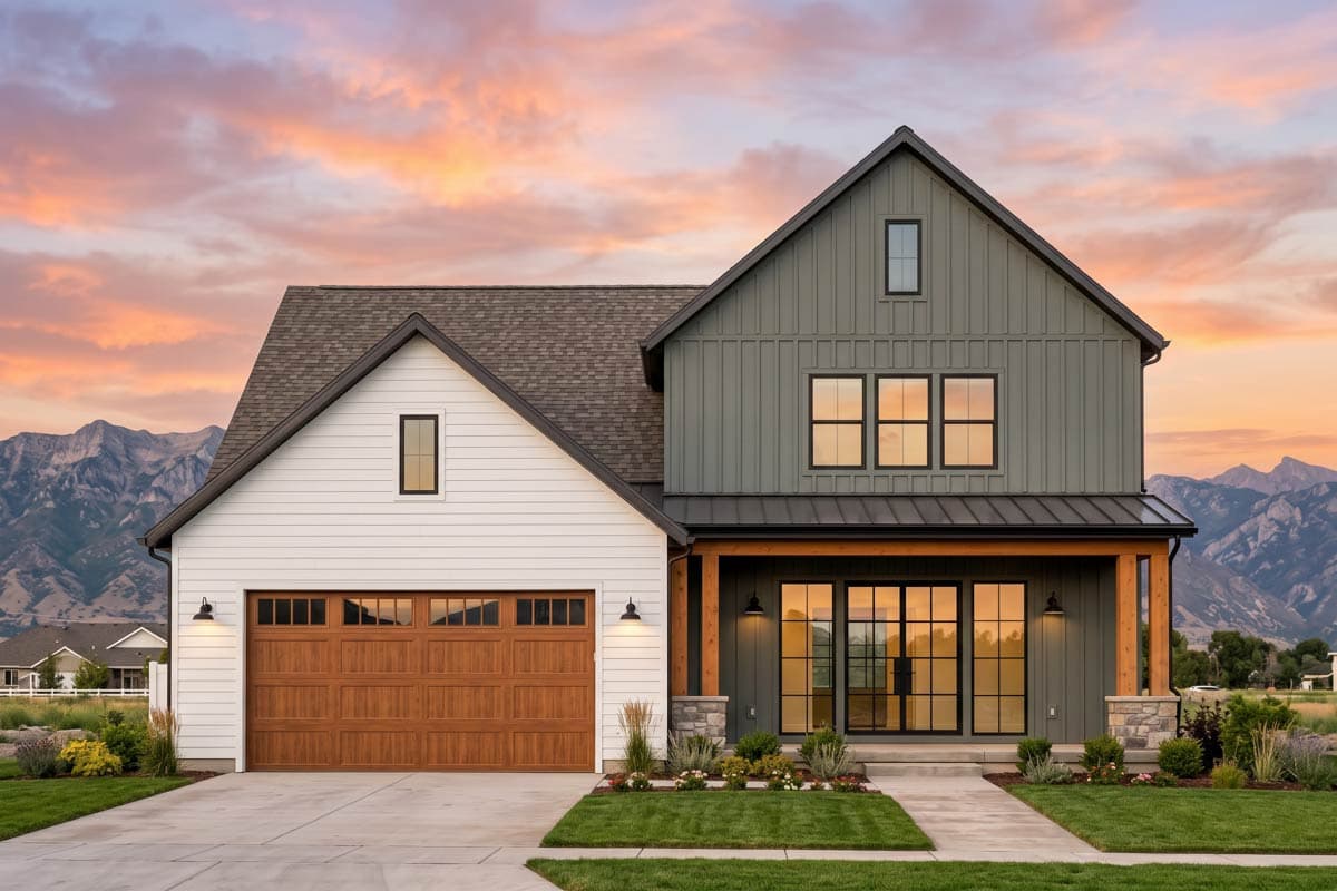 Plan image - 818230JSS:Four Bedroom Farmhouse House Plan with Main Level Primary Suite