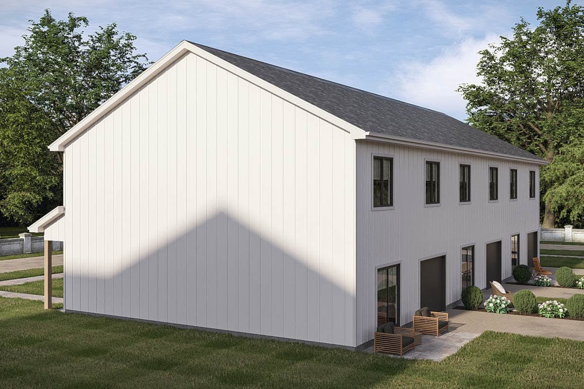 Plan 623692DJ: Two-Story Townhome Triplex Plan with Three Bedrooms and Private Patios - Image #6 - Country, Farmhouse, Traditional