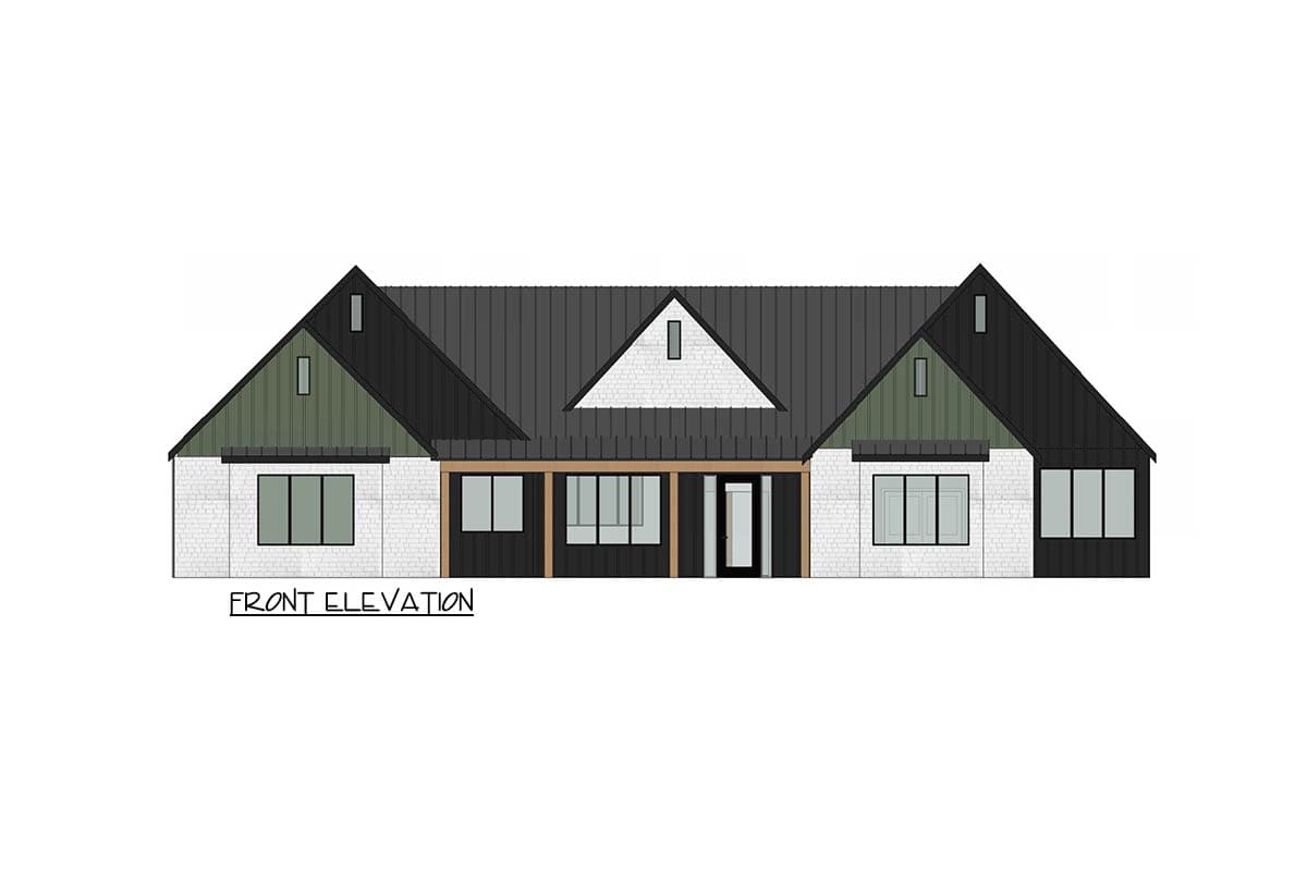 Plan 420221WNT: Transitional New American House Plan with Three Bedrooms and Three Car Garage - Image #2 - Country, New American, Transitional