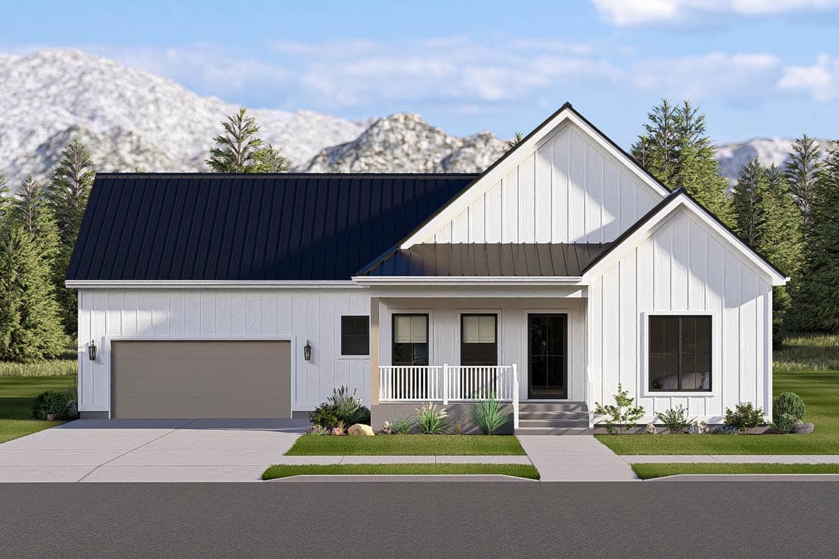 Plan 623694DJ: Country House Plan with Three Bedrooms and Attached Garage - Image #2 - Country