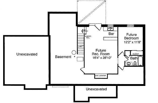 Plan 3986ST: Private Spaces for All - Floor Plan - Basement - Ranch, Traditional