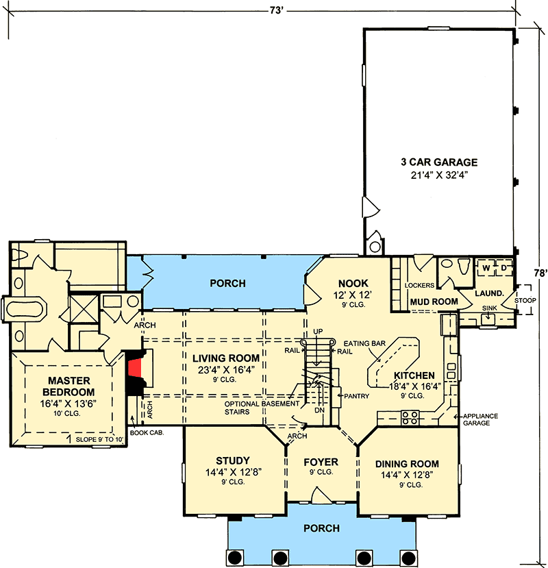 Plan 40120WM: Stately Mansion - Floor Plan - Main Level - Southern, Southern Traditional