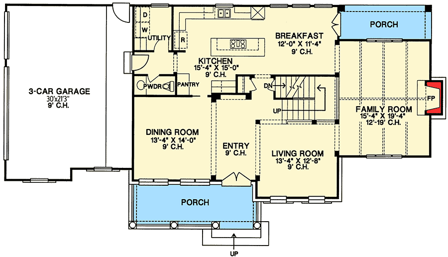 Plan 4029DB: Traditional Home Plan with Magnificent Vaulted Family Room - Floor Plan - Main Level - Traditional