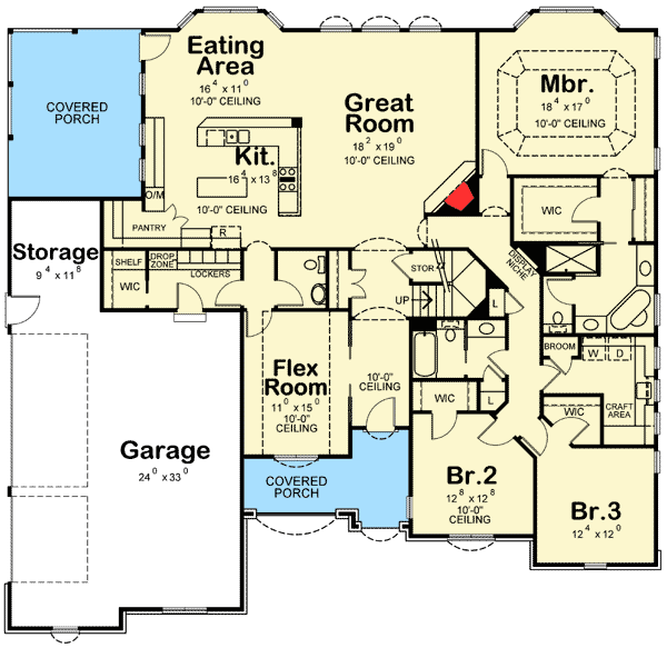 Plan 40409DB: One Story House Plan with Tudor Appeal and a Finished Lower Level - 4084 Sq Ft - Floor Plan - Main Level - European, Tudor