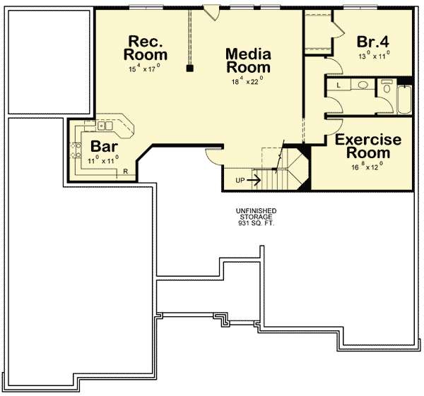 Plan 40409DB: One Story House Plan with Tudor Appeal and a Finished Lower Level - 4084 Sq Ft - Floor Plan - Basement - European, Tudor