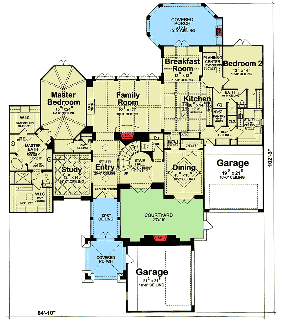 Plan 40444DB: Exceptional French Country Manor - Floor Plan - Main Level - European, French Country