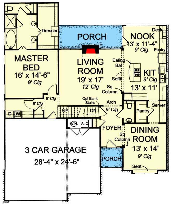 Plan 40509WM: Traditional House Plan with Optional Game Room - 2171 Sq Ft - Floor Plan - Main Level - Traditional
