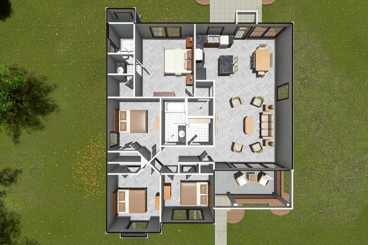 Plan 40516WM: Charming 4-Bed Cottage House Plan with Options - 1481 Sq Ft - Image #7 - Cottage, Southern, Traditional