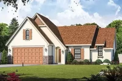 European-Style House Plan with 2 Beds and 2-Car Garage - 1692 Sq Ft