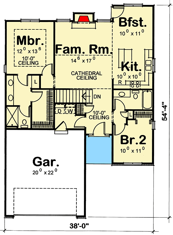 Plan 40556DB: Single-Story Traditional Home Plan with Main Floor Master - Floor Plan - Main Level - Ranch, Traditional