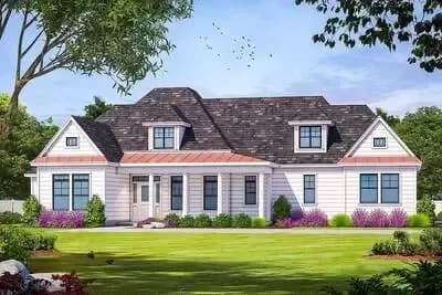 One-Story House Plan with Two Porches