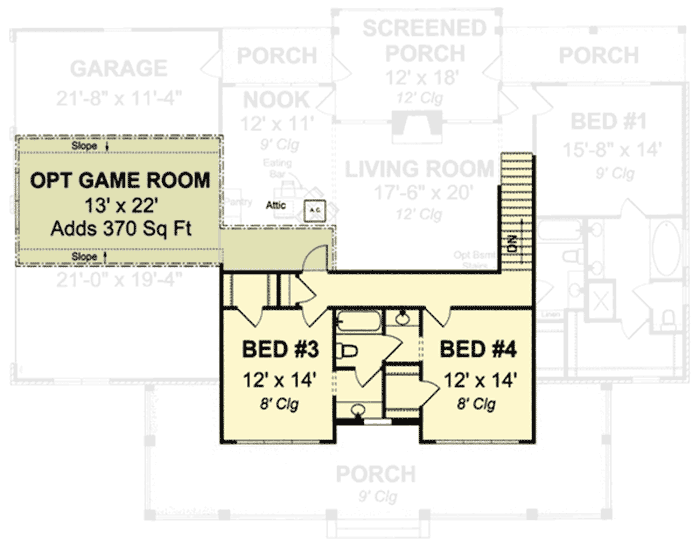 Plan 40865WM: Flexible Farmhouse Plan with Optional Game Room Above the Garage - Floor Plan - 2nd Floor - Country, Farmhouse