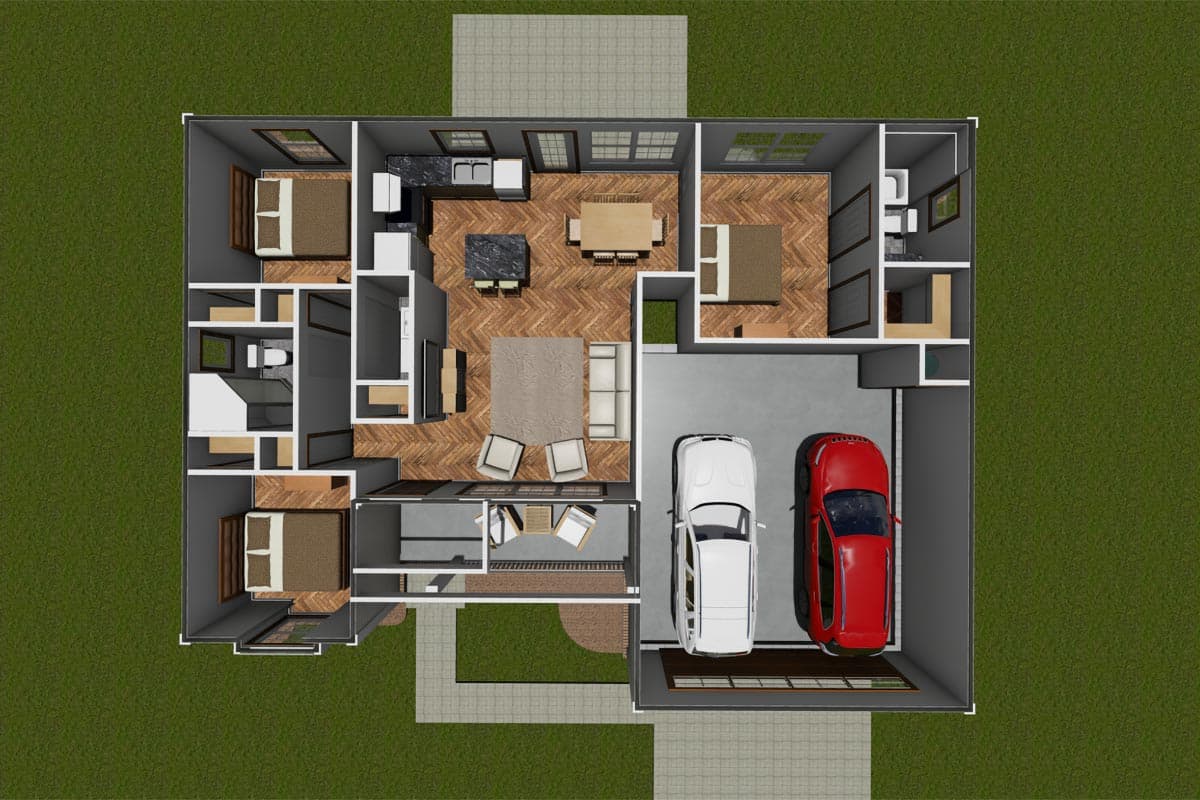 Plan 40870WM: Compact Cottage Home - Image #7 - Cottage, Country, Ranch, Traditional