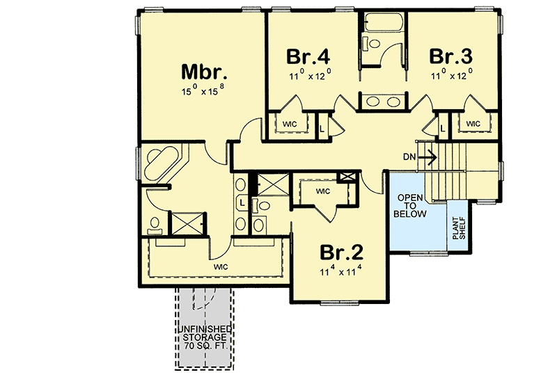 Plan 40892DB: Organizer's 4-Bed Dream House Plan - Floor Plan - 2nd Floor - Craftsman, Northwest