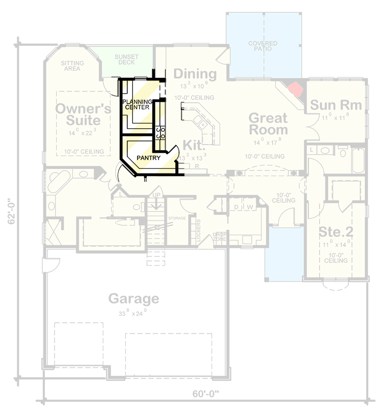 Plan 40898DB: Split Bedroom House Plan with Options - 2083 Sq Ft - Floor Plan - Optional Pantry Layout - European, French Country