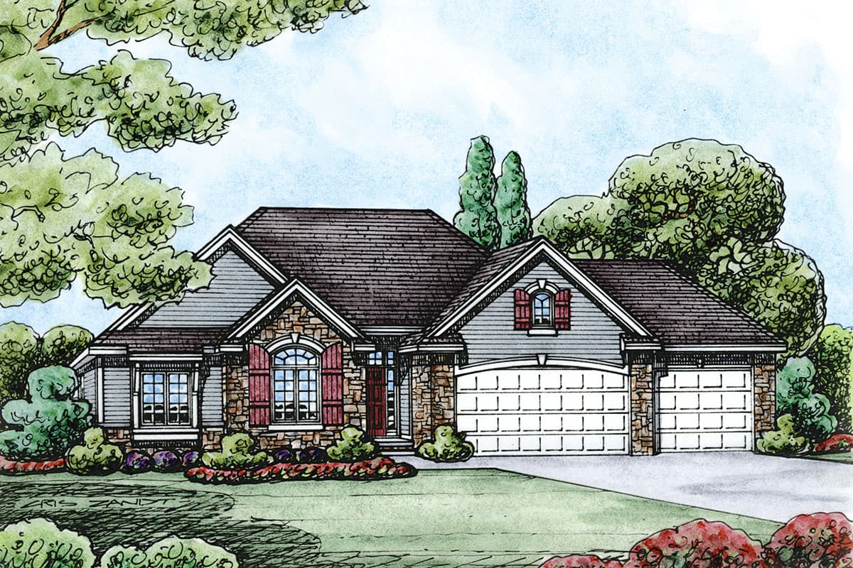 Plan 40914DB: 3-Bd House Plan with Cathedral Ceiling in Family Room - Image #11 - Traditional