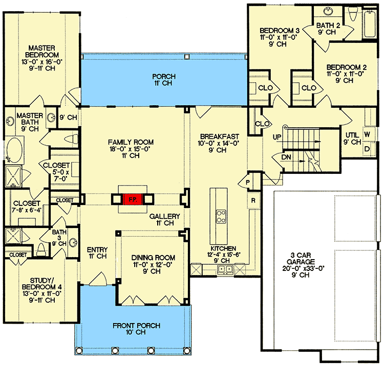 Plan 4092DB: See-Through Fireplace - Floor Plan - Main Level - Traditional