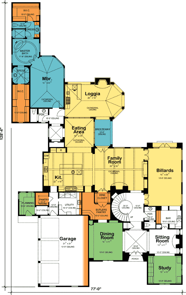 Plan 40920DB: Luxurious French Chateau - Floor Plan - Main Level - European, French Country