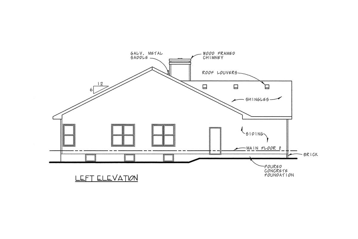 Plan 41014DB: Traditional Ranch House Plan with 3 Clustered Bedrooms - Image #5 - Country, Ranch, Traditional
