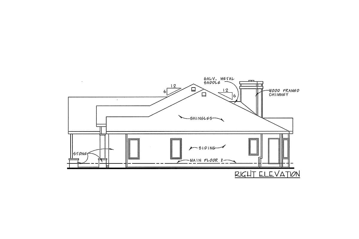 Plan 41016DB: One Story House Plan with 2-Sided Fireplace - Image #4 - Traditional