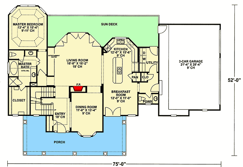 Plan 4116DB: 3-Bed Country House Plan with Lots of Bay Windows - Floor Plan - Main Level - Country, Traditional