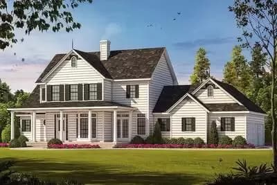 3-Bed Country House Plan with Lots of Bay Windows