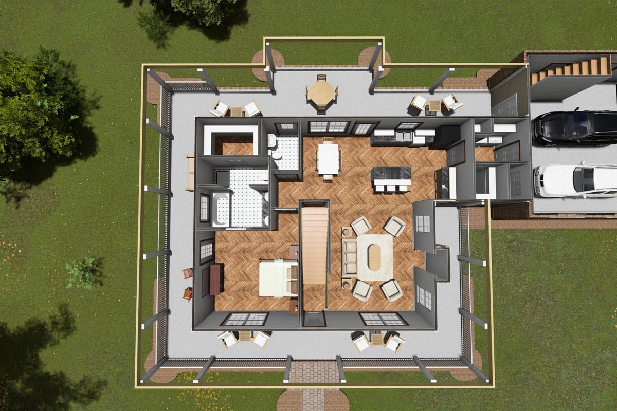 Plan 4132WM: 3-Bed Country Farmhouse Plan with Marvelous Wrap-Around Porch - 1675 Sq Ft - Image #8 - Country, Farmhouse, Traditional
