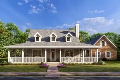3-Bed Country Farmhouse Plan with Marvelous Wrap-Around Porch - 1675 Sq Ft