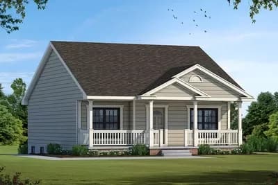 2-Bed Craftsman Home Plan with Alley-Access Garage