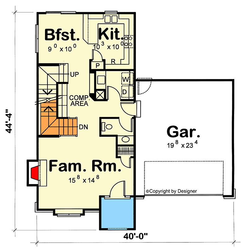 Plan 41830DB: Charming Country European House Plan with 3 Bedrooms and 2 Car Garage - Floor Plan - Main Level - Country, European, Traditional