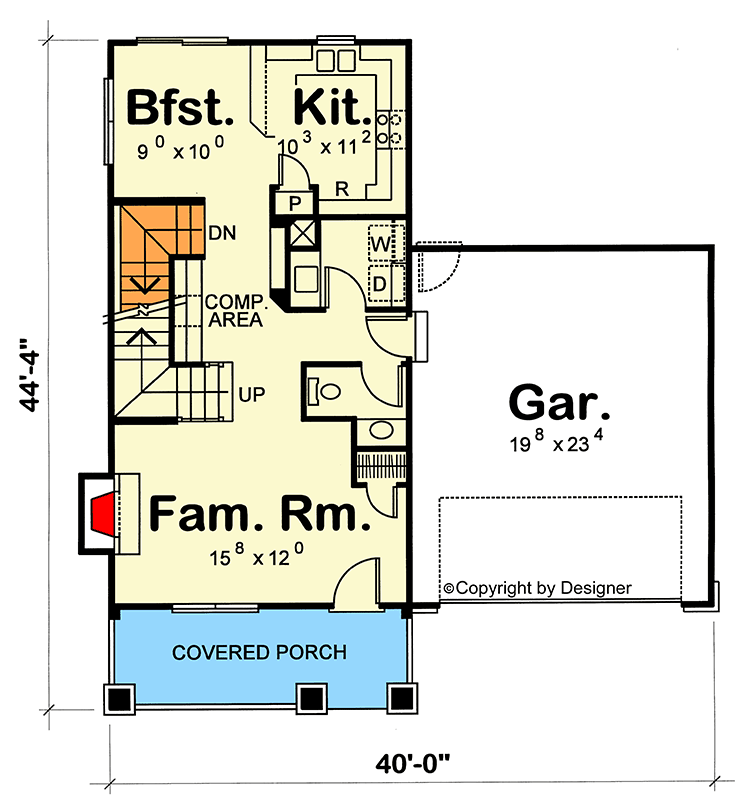 Plan 41831DB: 3-Bedroom Country Craftsman House Plan with Traditional Closed Floor Plan - Floor Plan - Main Level - Country, Craftsman