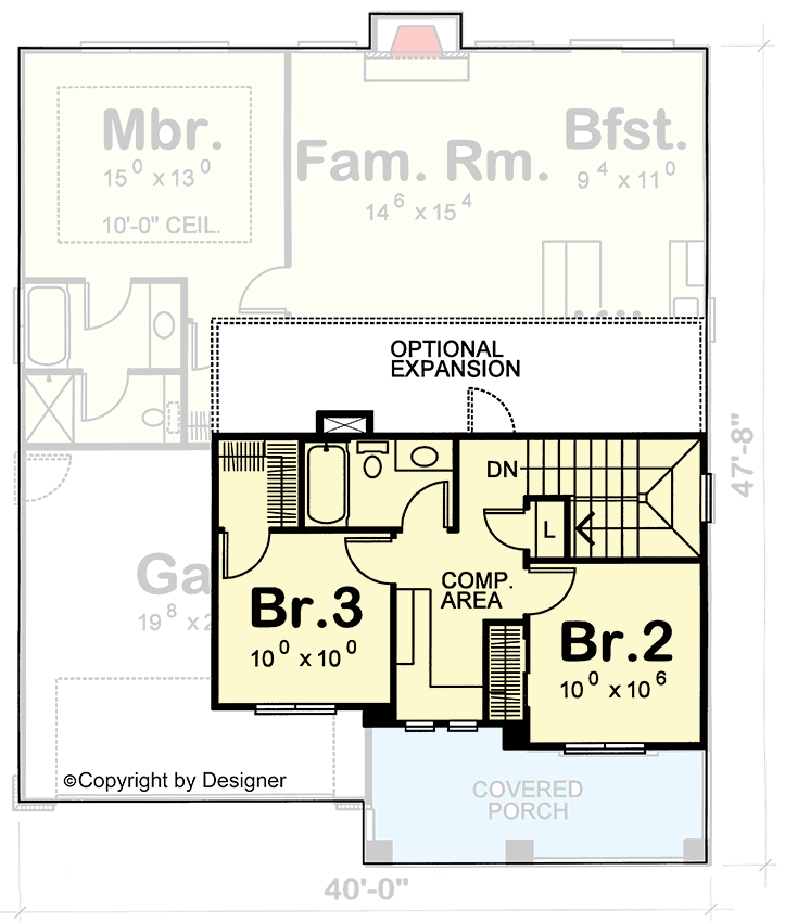 Plan 41833DB: Charming 3-Bedroom Country House Plan with Flexible Options - Floor Plan - 2nd Floor - Country, Traditional