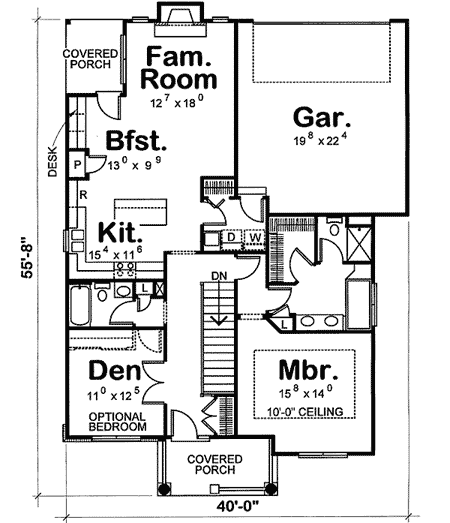 Plan 41836DB: Cozy Cottage - Floor Plan - Main Level - Cottage, Country