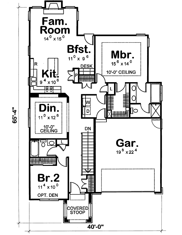 Plan 41839DB: 2 Bed 2 Bath House Plan with Flex Room - 1556 Sq Ft - Floor Plan - Main Level - Cottage, Country, European