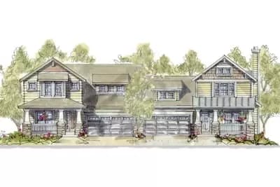 Duplex House Plan with Side-By-Side 3-Bed Units Under 1600 Square Feet