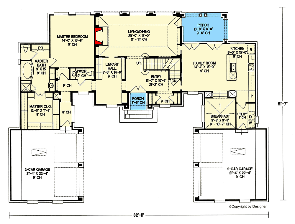 Plan 41981DB: Living in Style - Floor Plan - Main Level - European, Traditional