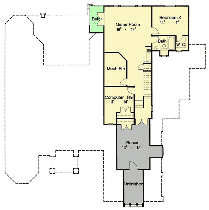 Plan 4207MJ: Game Room and a Bonus Room - Floor Plan - 2nd Floor - Florida-Style, Mediterranean, Spanish