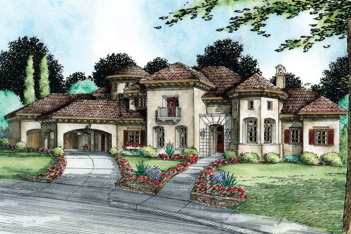 Plan 42158DB: Tuscan Villa with Opulent Master Suite - Image #10 - European, Mediterranean, Tuscan