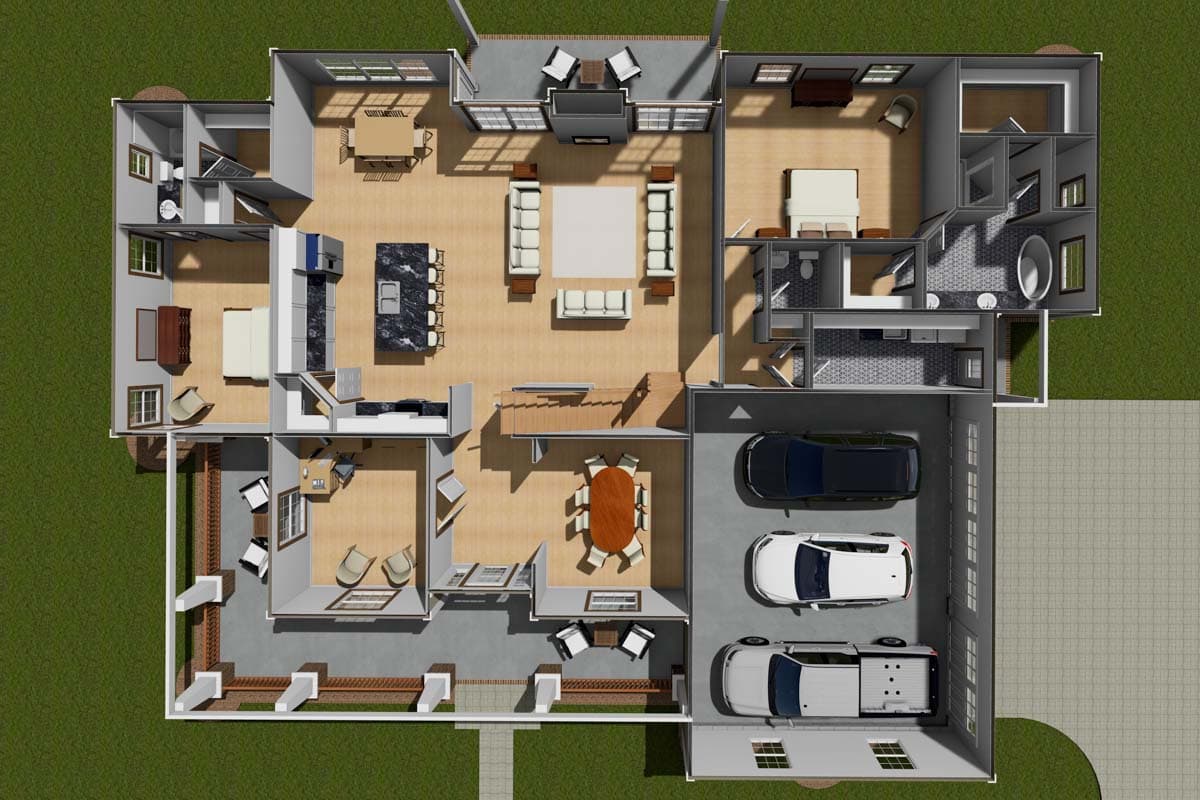 Plan 42170WM: 4 Bedroom Farmhouse Plan with Formal and Informal Dining and a Private Office - 3008 Sq Ft - Image #9 - Country, Farmhouse, Traditional