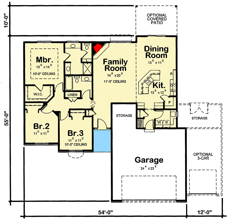Plan 42201DB: One Level Tuscan House Plan - Floor Plan - Main Level - European, Ranch, Tuscan