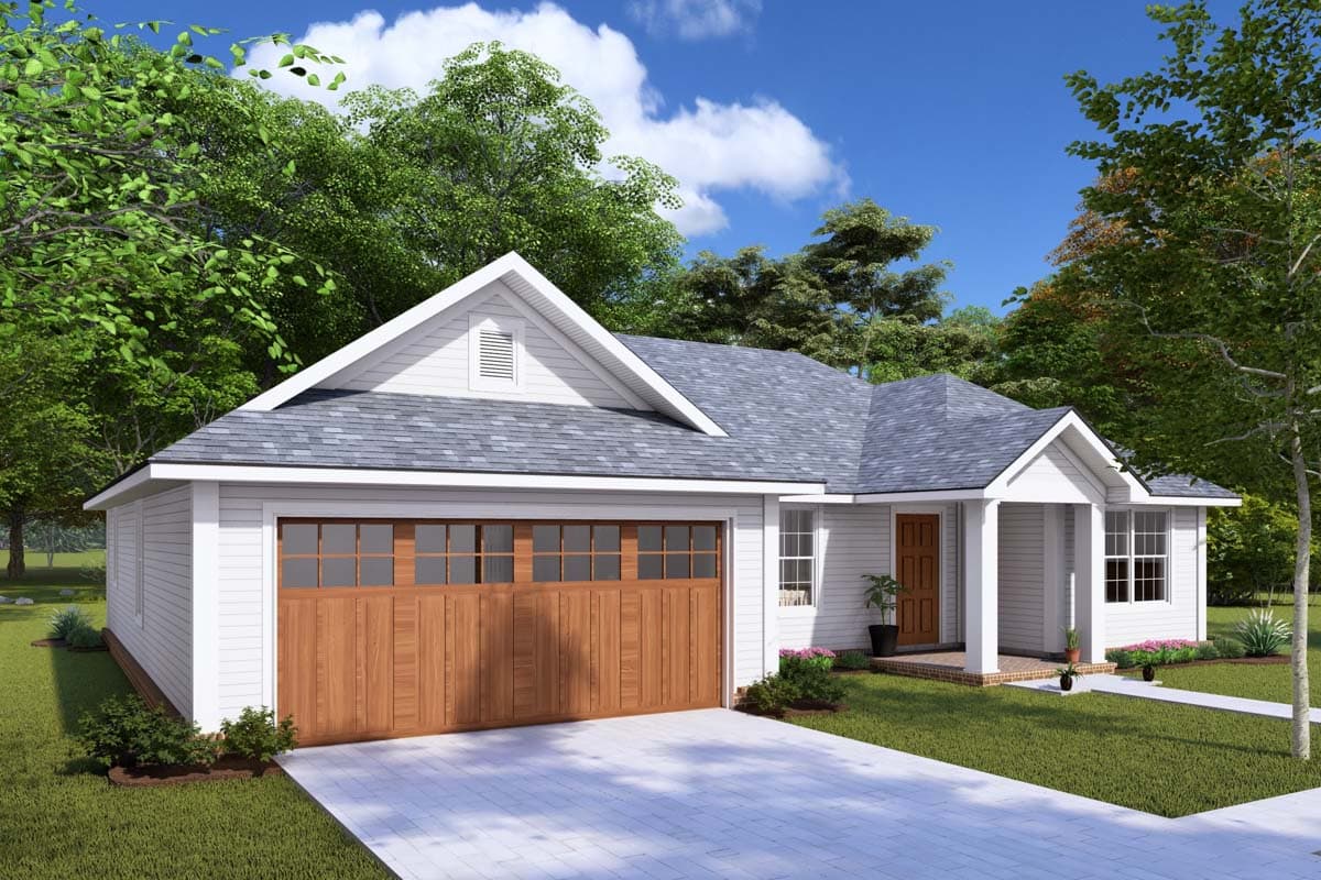Plan 42227WM: 3-Bed Simple Split Bedroom Country House Plan - 1142 Sq Ft - Image #5 - Country, Ranch, Traditional