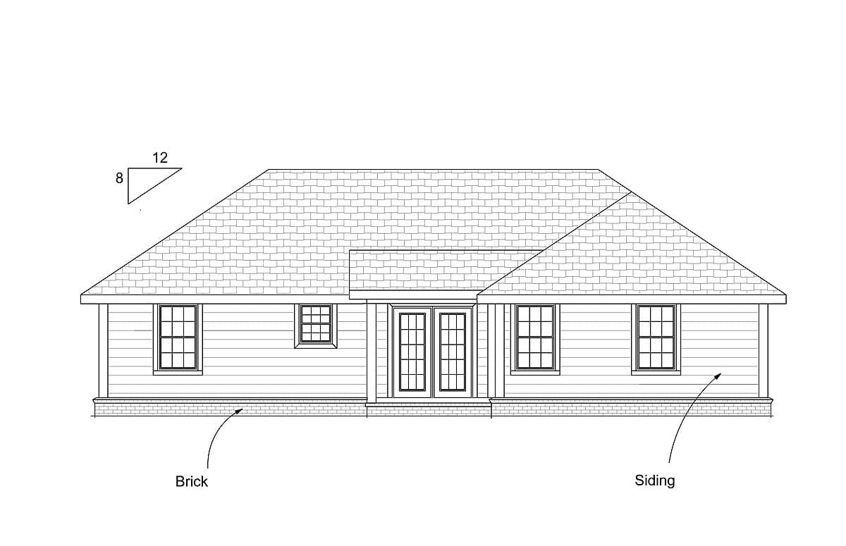 Plan 42227WM: 3-Bed Simple Split Bedroom Country House Plan - 1142 Sq Ft - Image #8 - Country, Ranch, Traditional