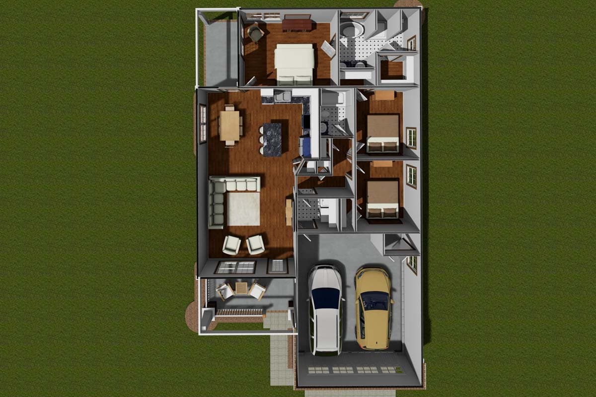 Plan 42230WM: One-story Simple 3-bed House Plan with Open Floor Plan - Image #7 - Cottage, Country, Craftsman