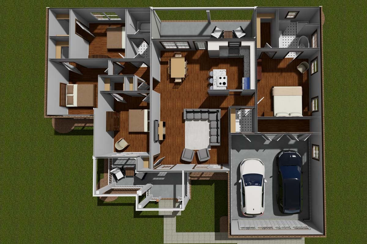 Plan 42241WM: Four Bedrooms or Three - Image #7 - Ranch, Traditional