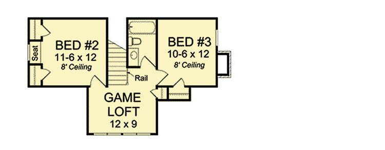 Plan 42246WM: Farmhouse Plan with Upstairs Game Loft - Floor Plan - 2nd Floor - Cottage, Craftsman