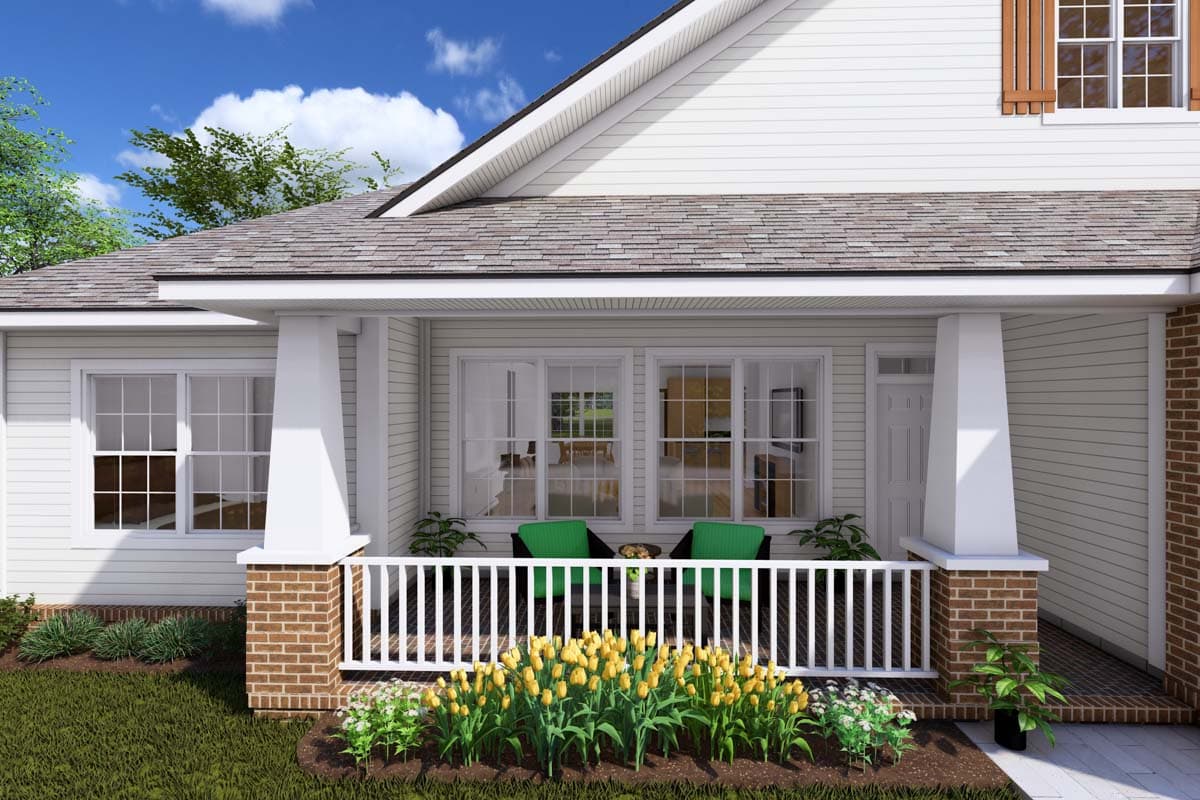 Plan 42266WM: 4 Bedroom House Plan Split Layout and 3-Car Garage - 1870 Sq Ft - Image #4 - Country, Craftsman, Ranch, Traditional