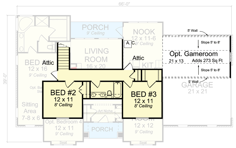 Plan 42271WM: Traditional Home with Master Down - Floor Plan - 2nd Floor - Traditional