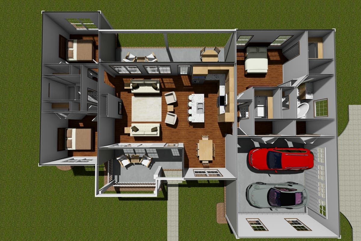 Plan 42272WM: One-Story Ranch House Plan with Split Bedrooms - 1452 Sq Ft - Image #10 - Ranch, Traditional