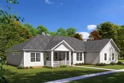 One-Story Ranch House Plan with Split Bedrooms - 1452 Sq Ft