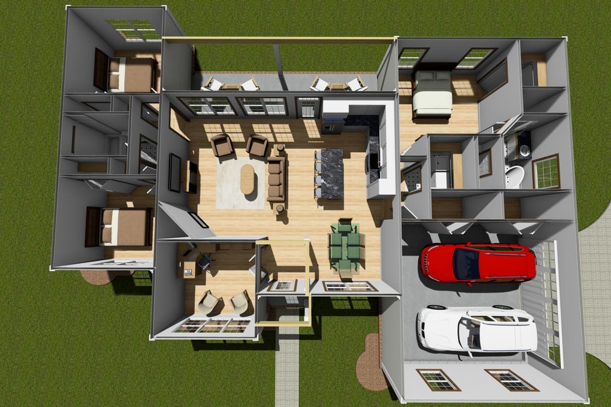 Plan 42273WM: Split Bedroom Ranch House Plan with Study - 1631 Sq Ft - Image #9 - Country, Ranch